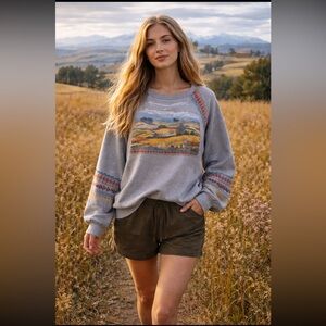 Anthropologie NWT Pilcro Embroidered Pullover Sweatshirt size 1X.